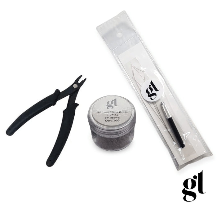 Nano Ring Kit (Black Pliers & Brown Silicone Rings)