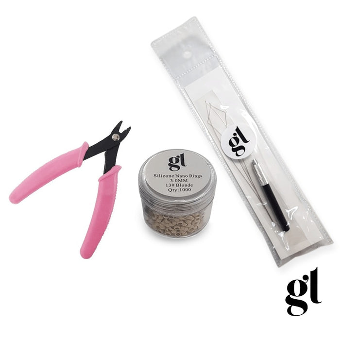 Nano Ring Kit (Pink Pliers & Blonde Silicone Rings)