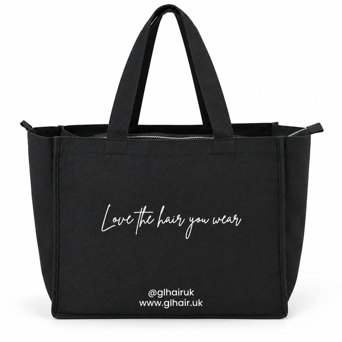 GL Hair Stylist & Extension Zipper Canvas Tote Bag (Black)