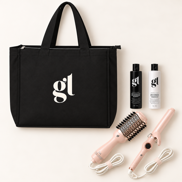 GL Hair Stylist & Extension Zipper Canvas Tote Bag (Black)