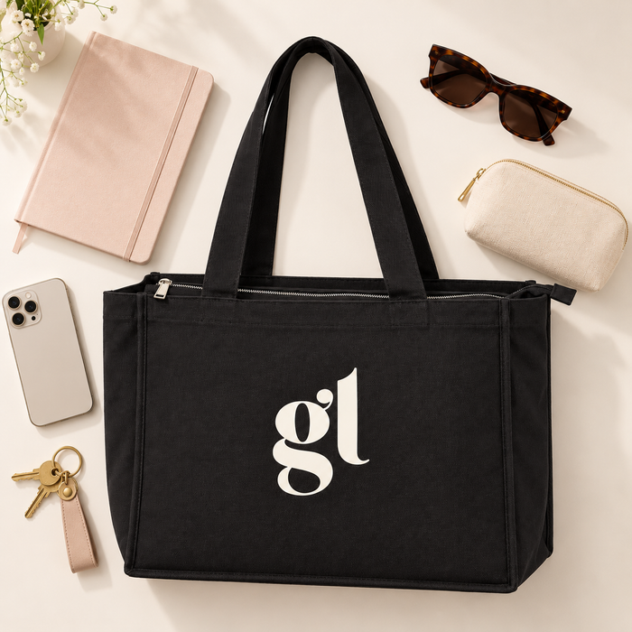 GL Hair Stylist & Extension Zipper Canvas Tote Bag (Black)