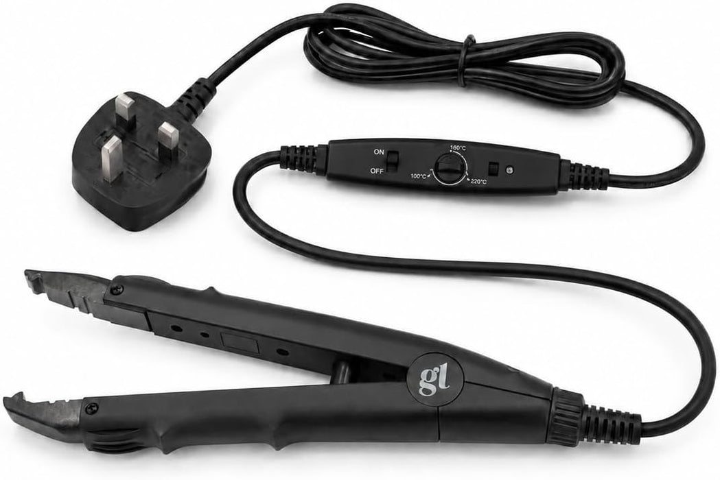 GL Professional Keratin & Fusion Heat Connector for Hair Extensions | Compatible Hairextensions K-Tip & U-Tip/Nail-Tip bonds. Adjustable 100-220C dial. 2.5m cable.