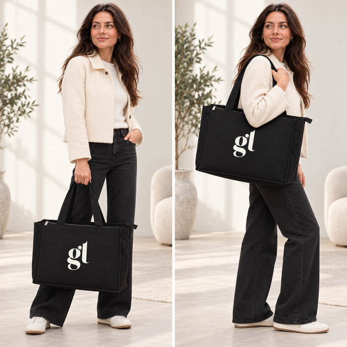 GL Hair Stylist & Extension Zipper Canvas Tote Bag (Black)
