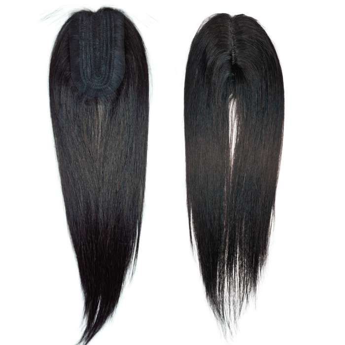 GL Hair 14", 4x9cm Base, Human Hair Mesh Integration Training Hair Closure – Hair Loss Solution Topper (#1B Natural Black)- [TRAINING USE ONLY]