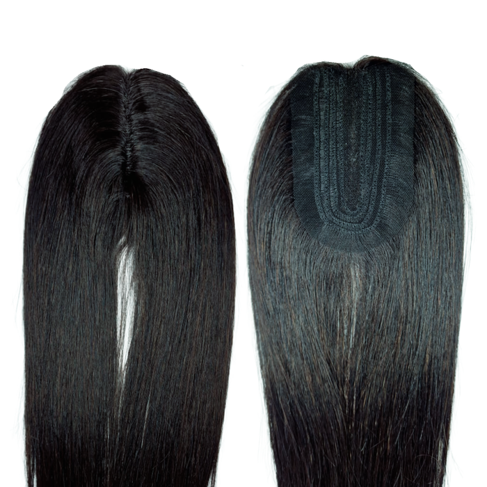 GL Hair 14", 4x9cm Base, Human Hair Mesh Integration Training Hair Closure – Hair Loss Solution Topper (#1B Natural Black)- [TRAINING USE ONLY]