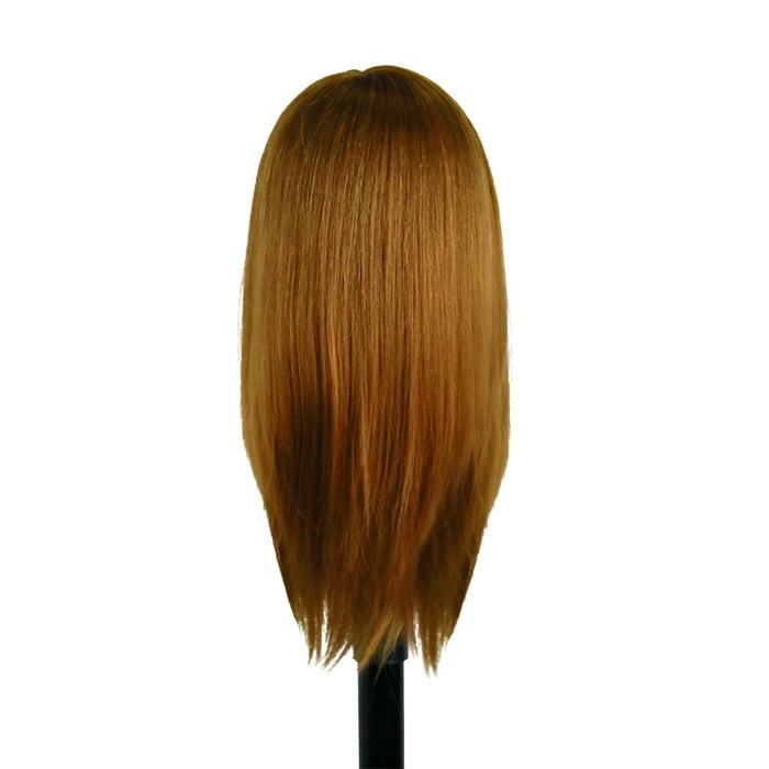 GL Hair 16” Hairdressing Training Mannequin Head – Mixed Human & High-Grade Fibre Hair for Hair Extension, Braiding, Cutting & Styling Practice (Golden Brown (16inch)