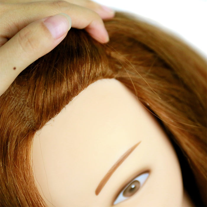 GL Hair 16” Hairdressing Training Mannequin Head – Mixed Human & High-Grade Fibre Hair for Hair Extension, Braiding, Cutting & Styling Practice (Golden Brown (16inch)