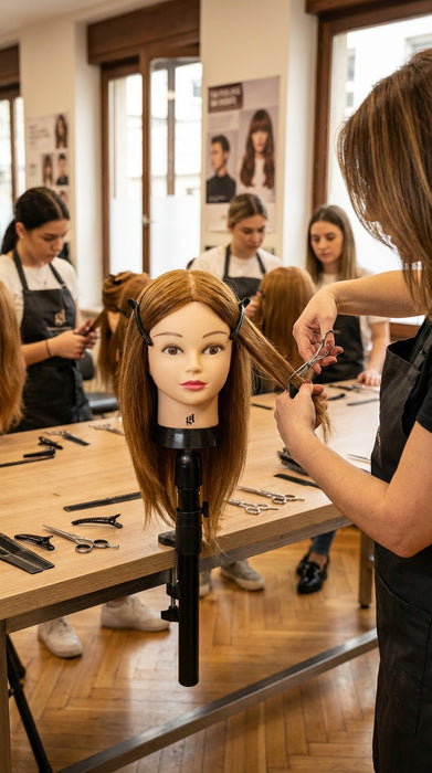 GL Hair 16” Hairdressing Training Mannequin Head – Mixed Human & High-Grade Fibre Hair for Hair Extension, Braiding, Cutting & Styling Practice (Golden Brown (16inch)